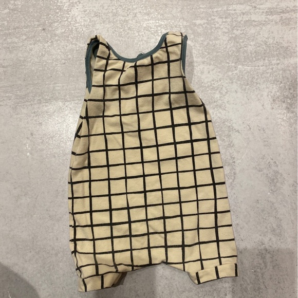 Rags to Raches || Tank Romper Windowpane Check Ivory 6-12M - Picture 4 of 4